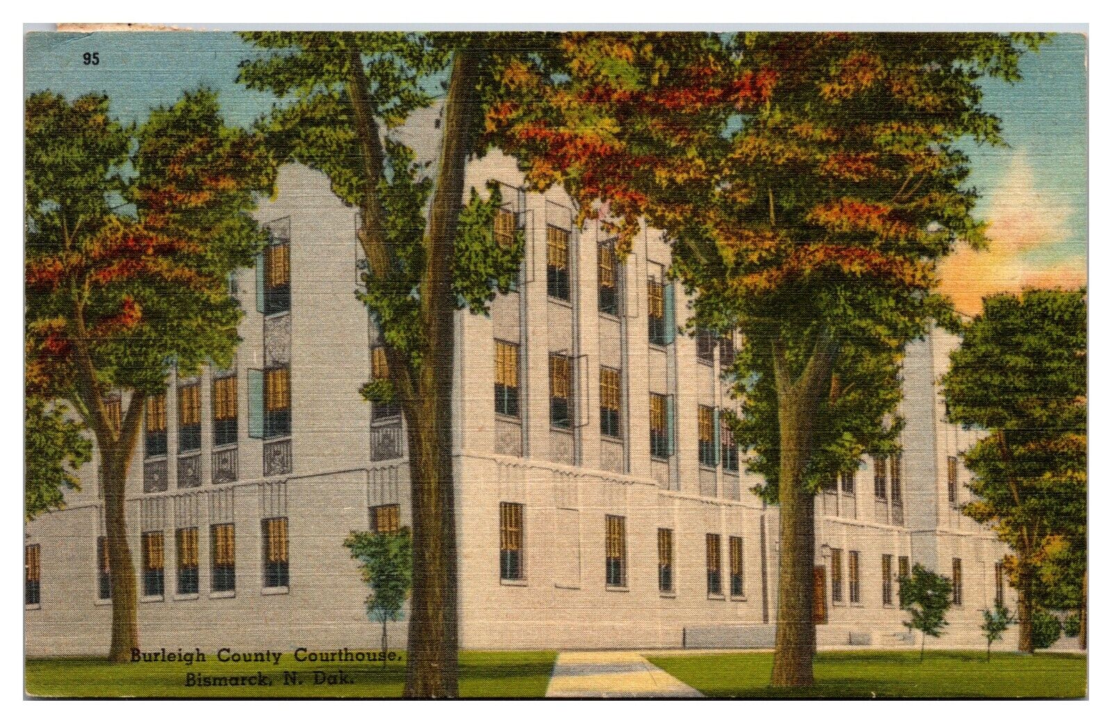 VTG Burleigh County Court House, Exterior, Street Scene, Bismarck, ND Postcard