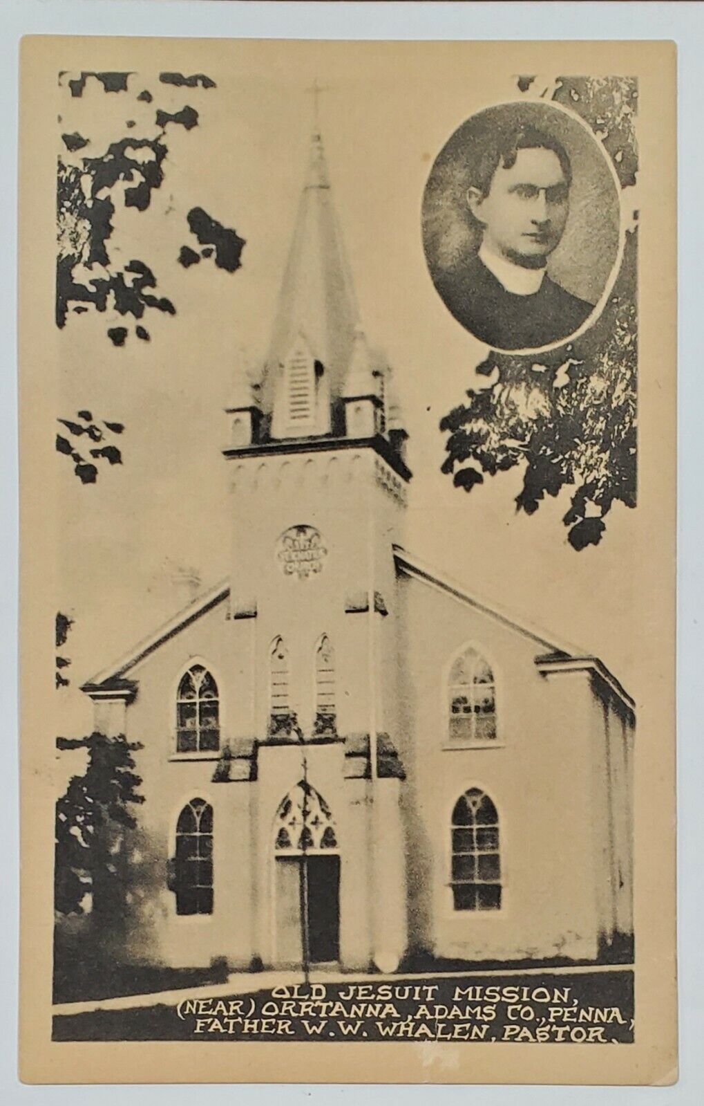 Orrtanna PA Old Jesuit Mission Portrait Father W.W. Whalen Pastor Postcard AA1