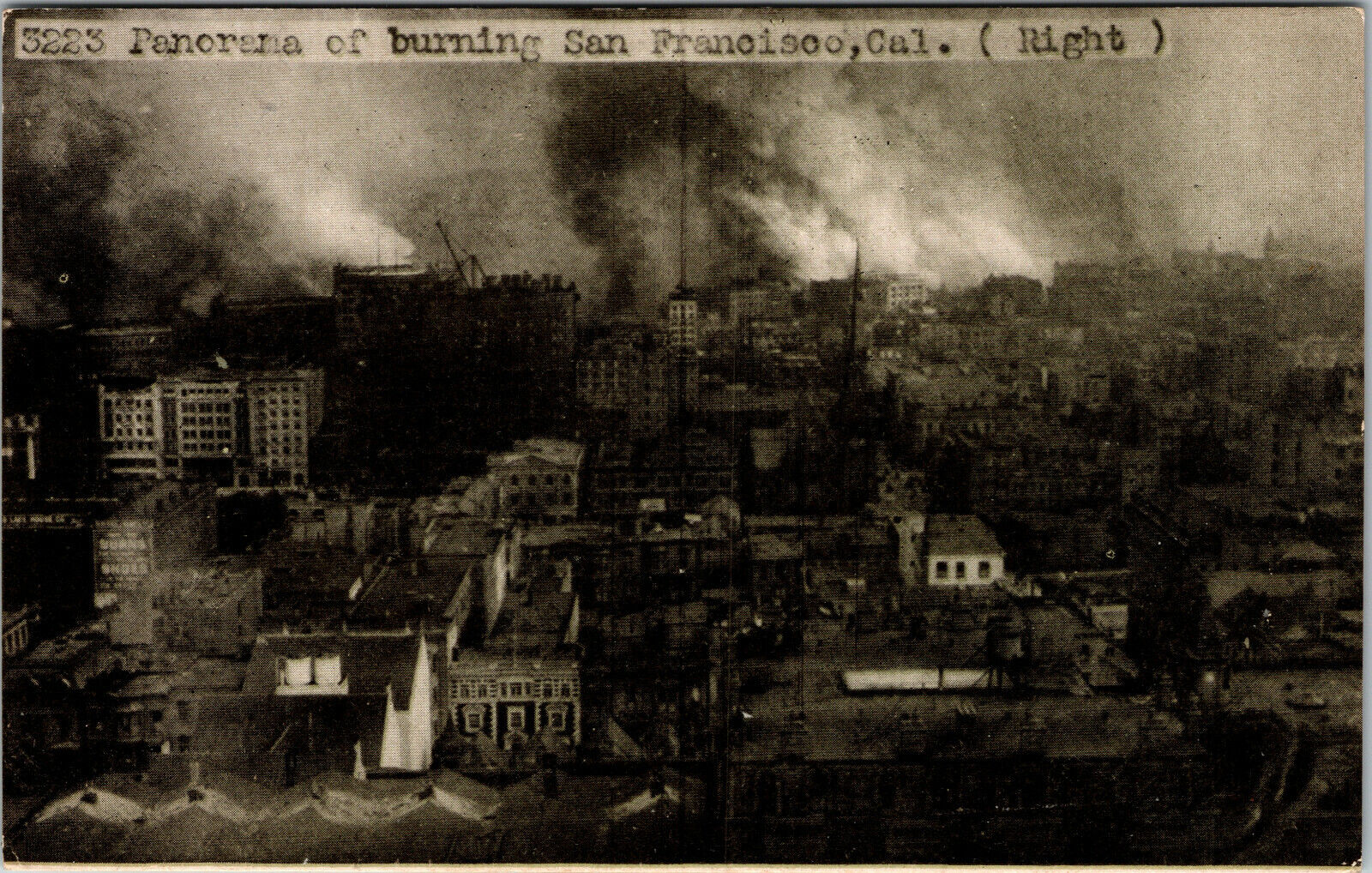 San Francisco California April 18 1906 Fire Scene Panorama Antique Postcard 