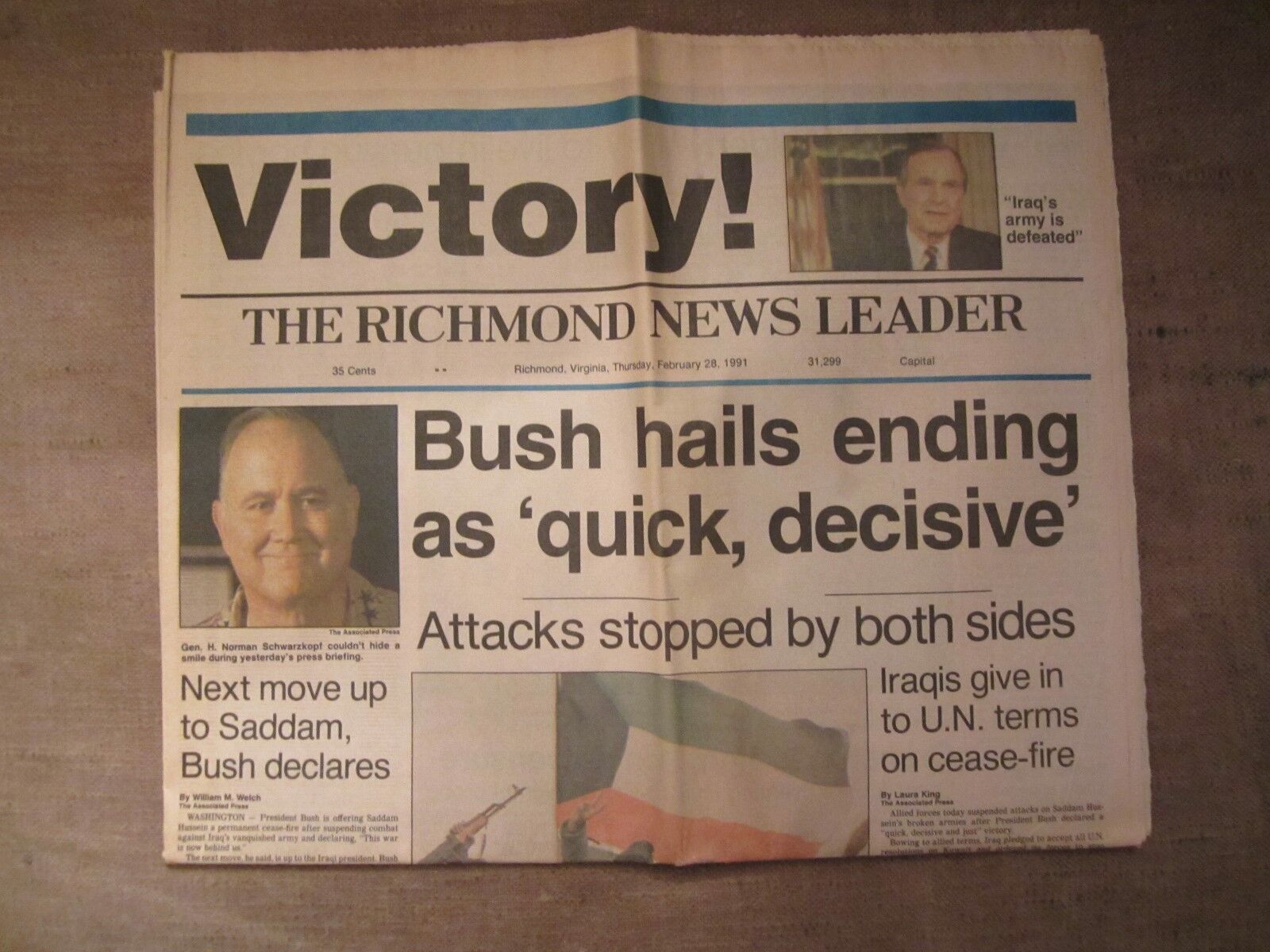 Historic February 28, 1991 Newspaper - IRAQ WAR VICTORY