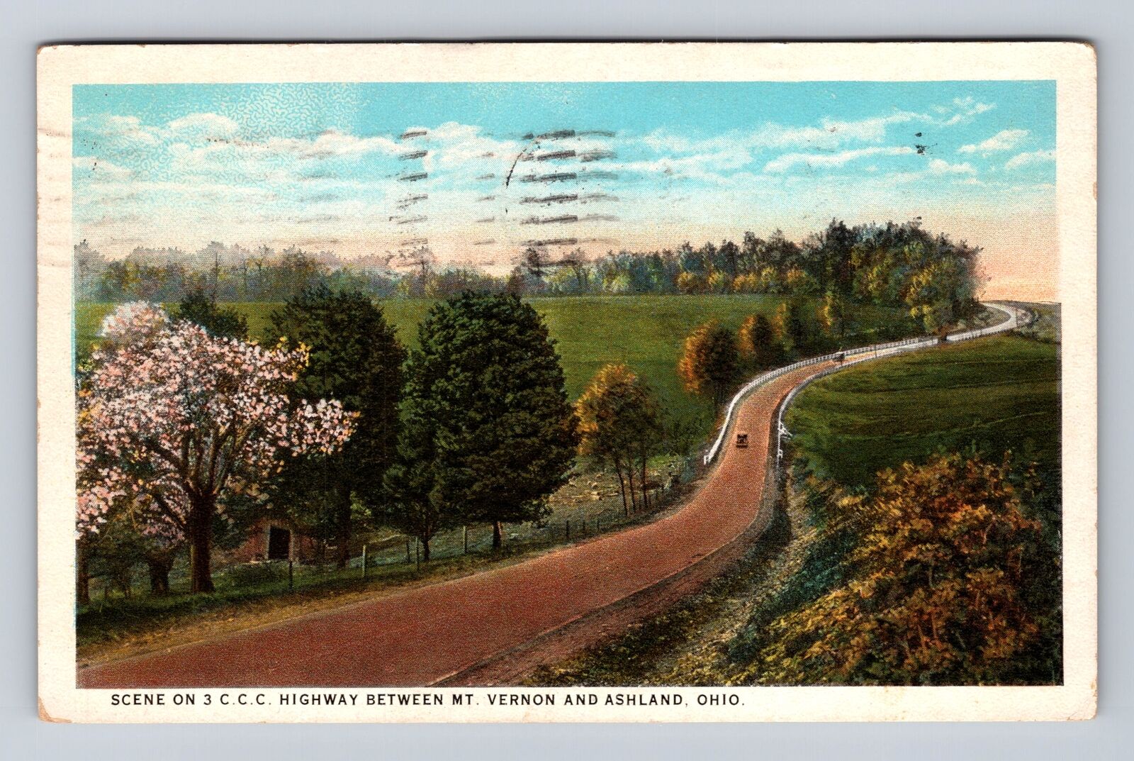 Ashland OH-Ohio, Scene Highway Mount Vernon, Antique, Vintage c1926 Postcard