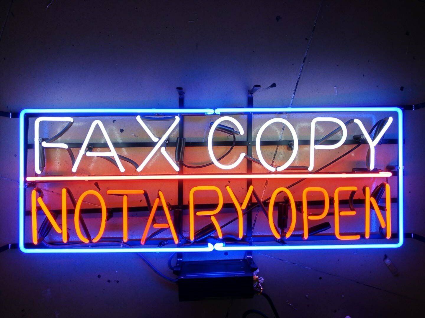 New Fax Copy Notary Open Neon Light Sign 24\