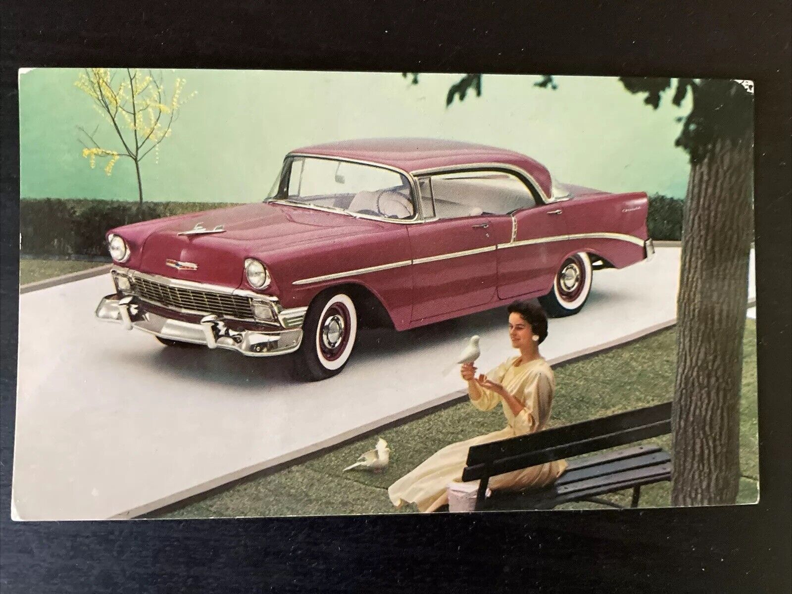 1956 Chevrolet “TWO-TON” SPORTS SEDAN Car Dealership Advertising Postcard