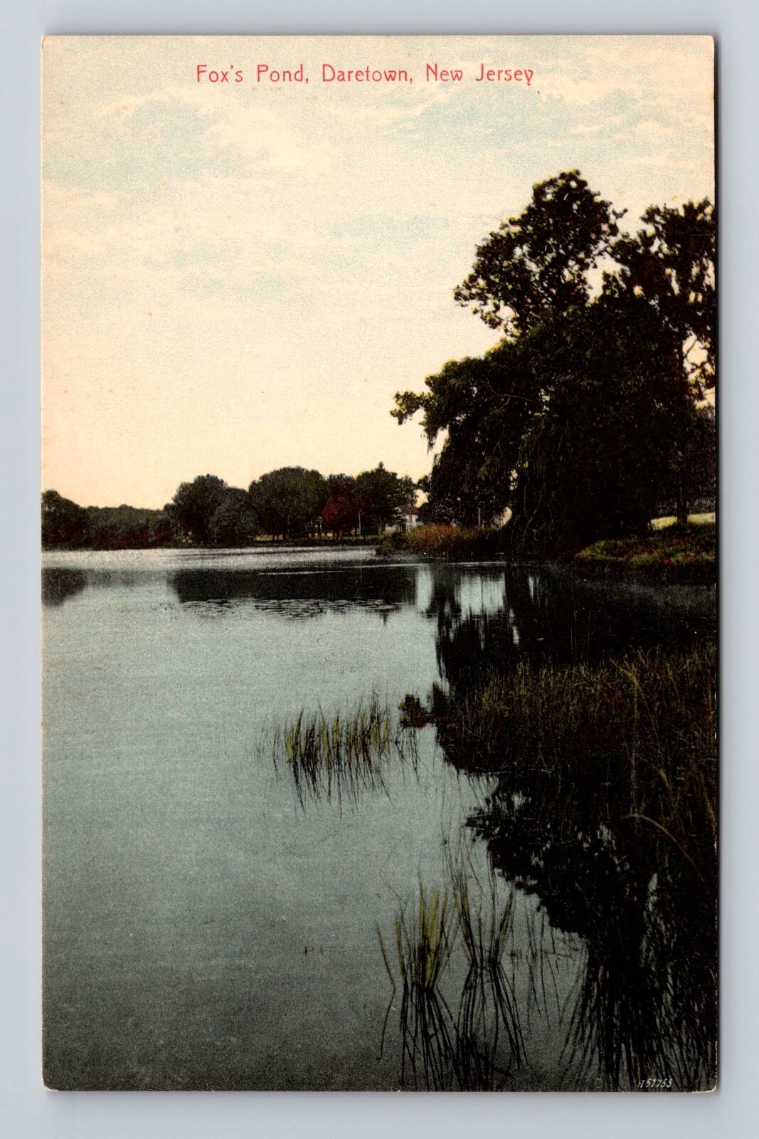 Daretown NJ-New Jersey, Fox's Pond, Antique, Vintage Postcard