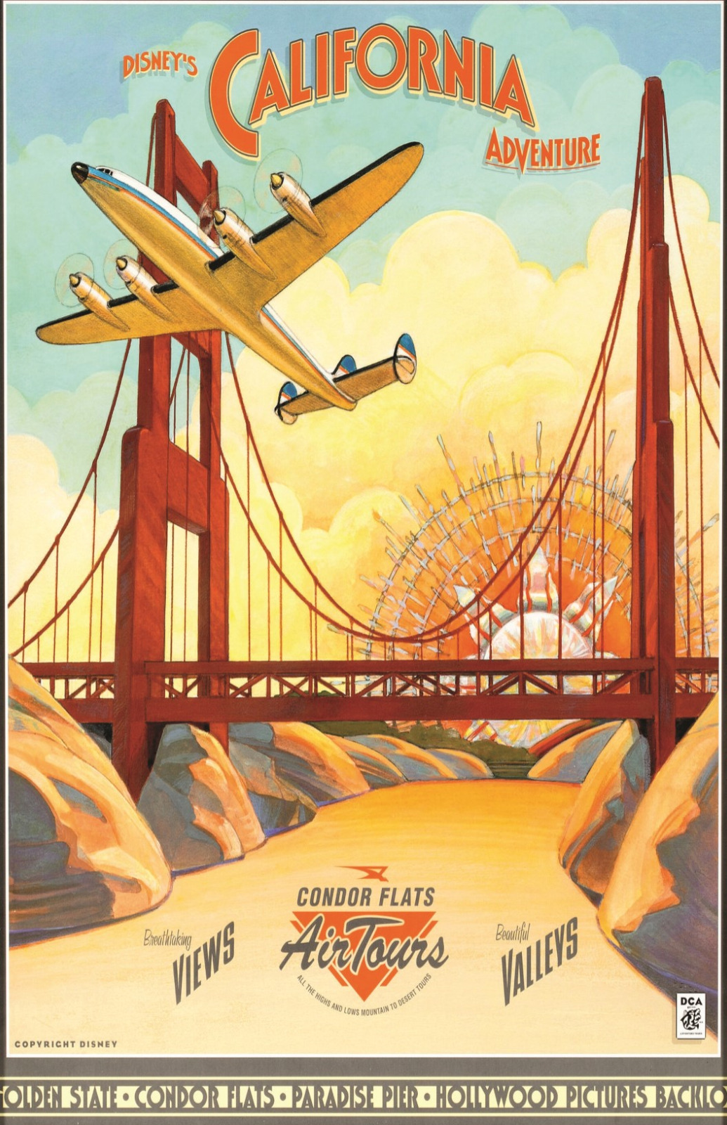 Disney's California Adventure Condor Flats Golden State Tours 11x17 Poster Print