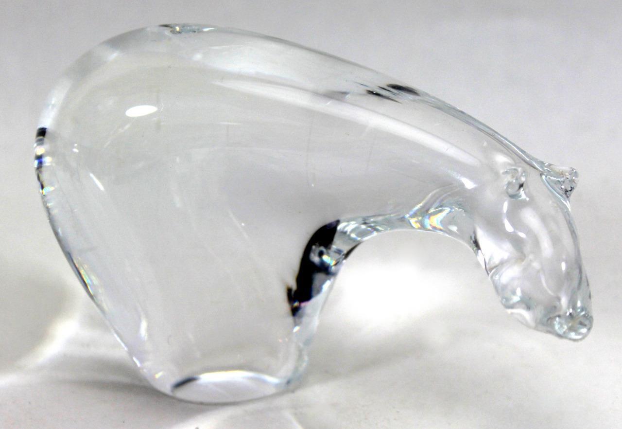 c.1960 Modernist Hand Blown Crystal Glass Polar Bear