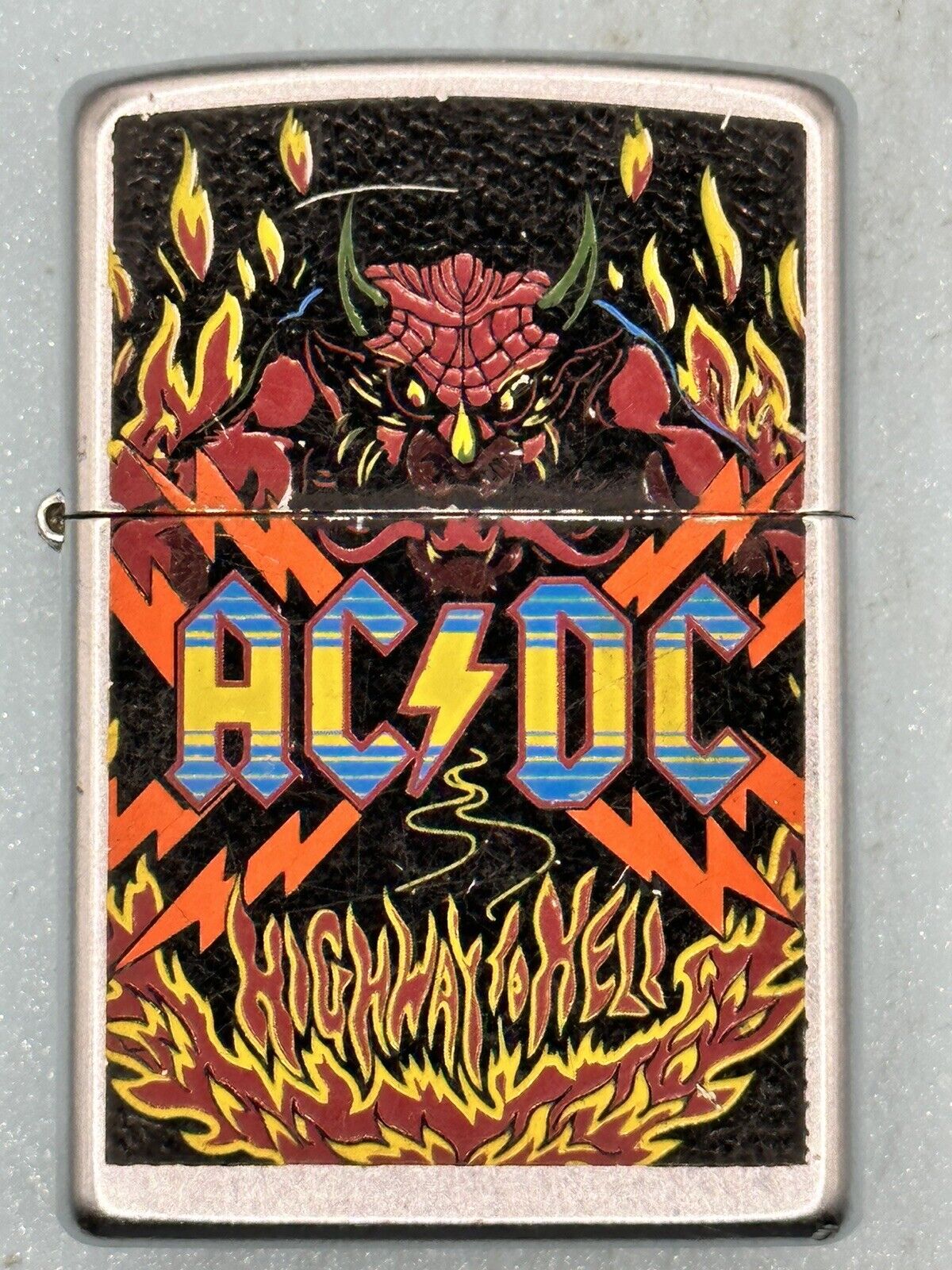 Vintage 2008 AC/DC Highway To Hell Chrome Zippo Lighter