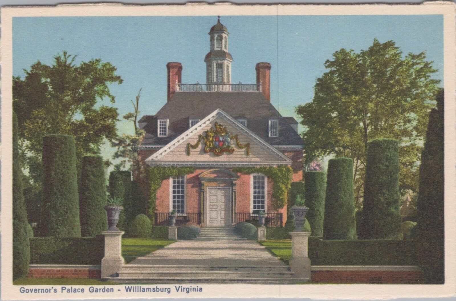 c1920s Postcard Governor\'s Palace Garden, Williamsburg, Virginia VA 5367.4