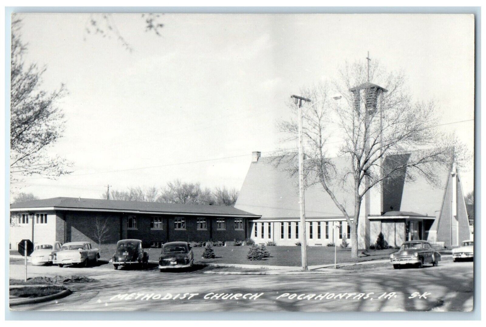 c1910's Methodist Church Cars Pocahontas Iowa IA RPPC Photo Antique Postcard
