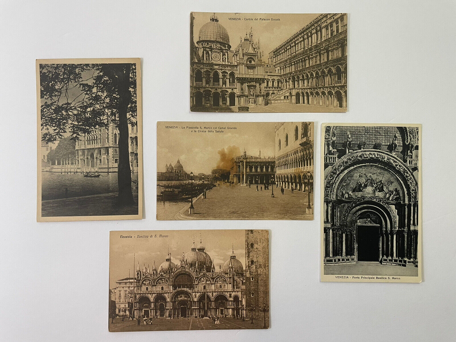 Lot: 5 Vintage Postcards, Venice Italy Black & White - Canal, Gondola, Europe