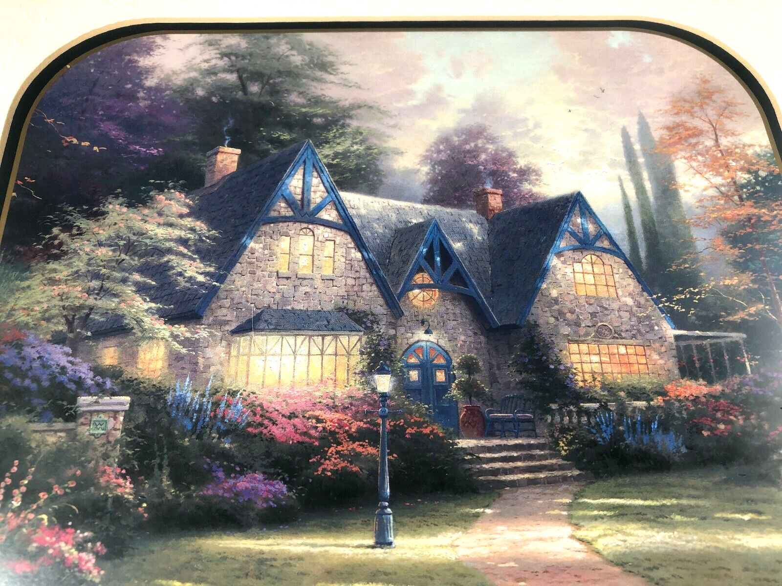 LOT OF 2 THOMAS KINKADE COLLECTOR PRINTS WINSOR MANOR-EVENING & MERRITTS COTTAGE