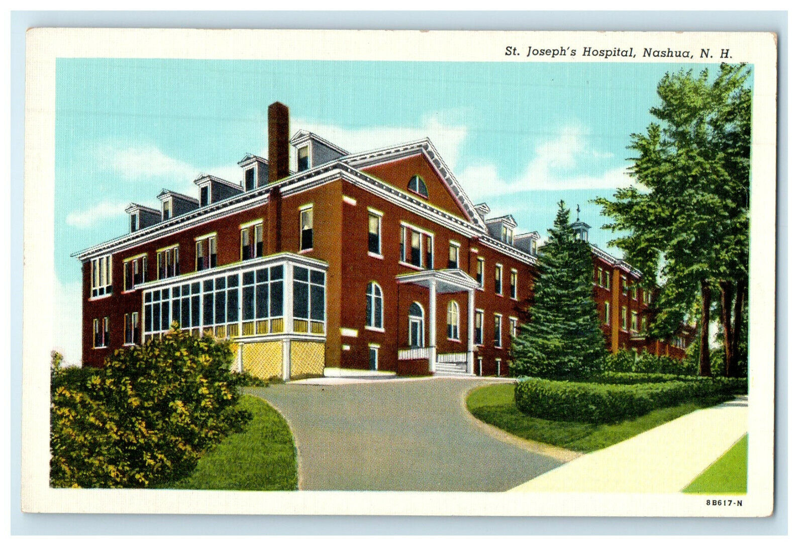 c1950s South Willington CT St. Joseph\'s Hospital, Nashua NH Postcard