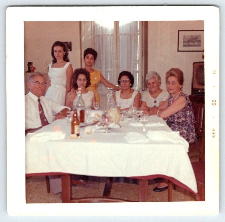 Vintage 1963 Photo Well Dressed Women Sunday Family Dinner 1960's Found Art DT22