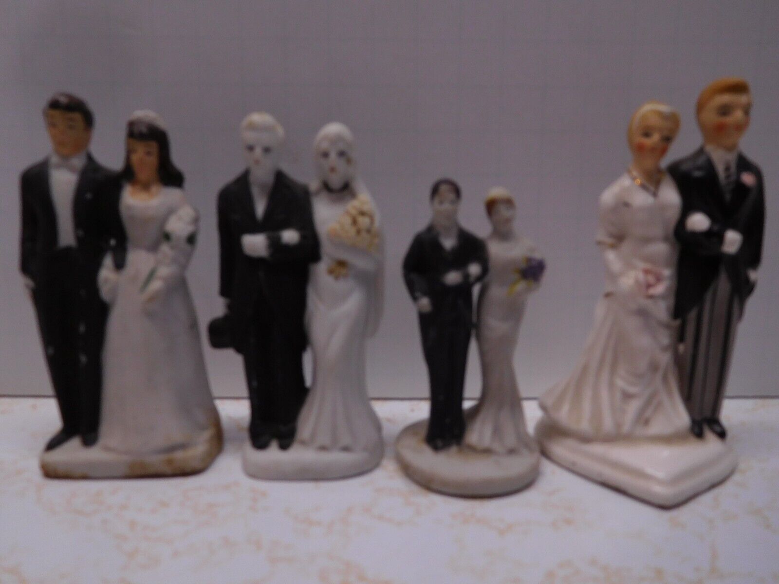 4 Vintage 1920's to 1950's Bride & Groom Cake Toppers  ~ One From Occupied Japan