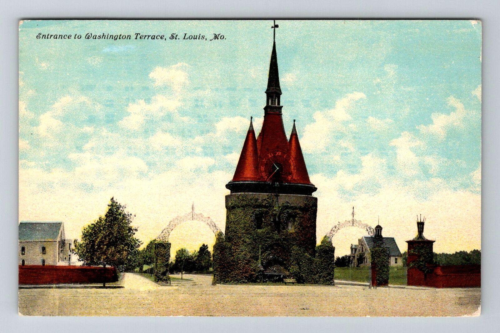 St Louis MO-Missouri, Entrance to Washington Terrace Vintage Postcard