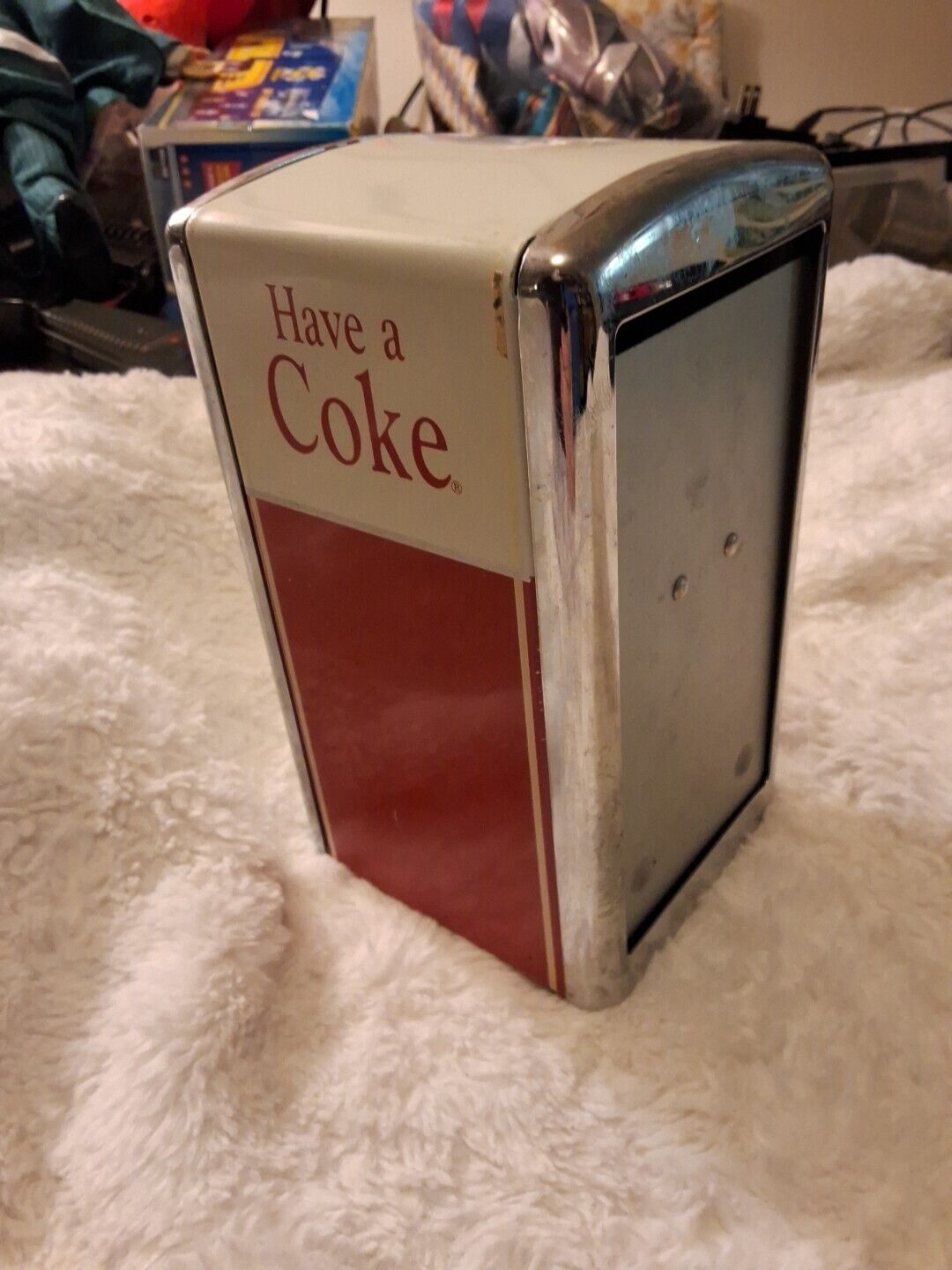 Coca Cola Have A Coke Napkin Holder Dispenser Metal Chrome 1992 VINTAGE