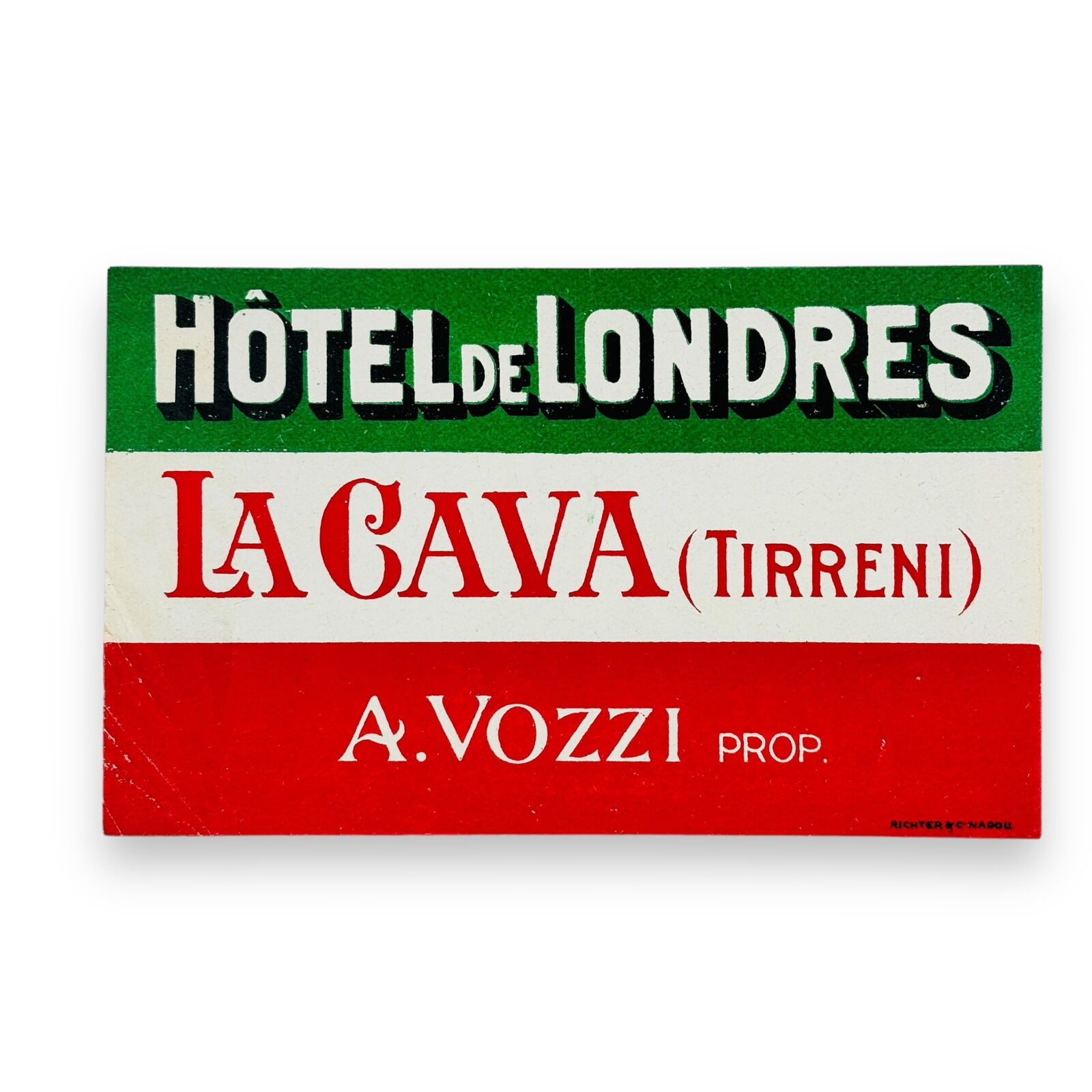 Hotel  de Londres Cava Tirreni Salerno Italy Scarce Early Vintage Luggage Label