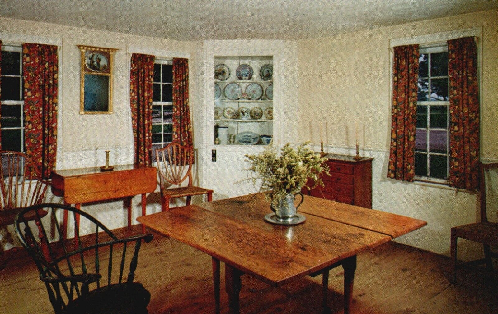 Postcard MA Sturbridge Dining Room in Solomon Richardson House Vintage PC H2883
