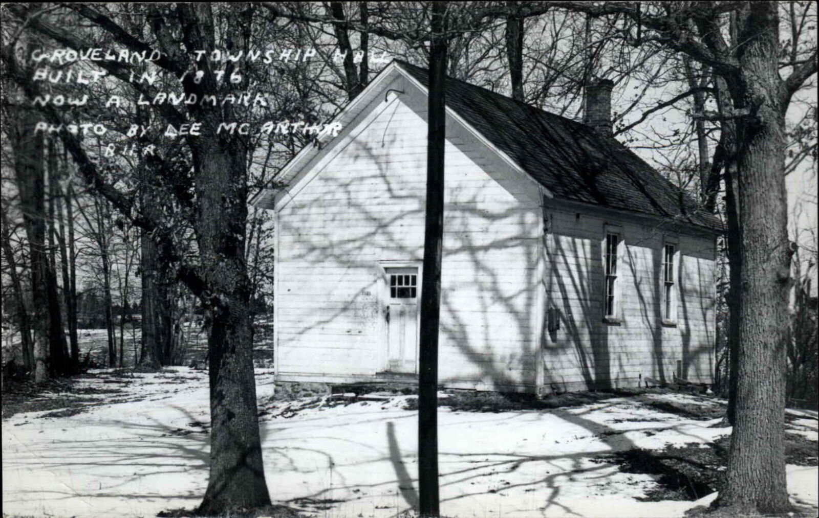 Groveland Mass MA ? Township Hall McArthur Real Photo Vintage Postcard