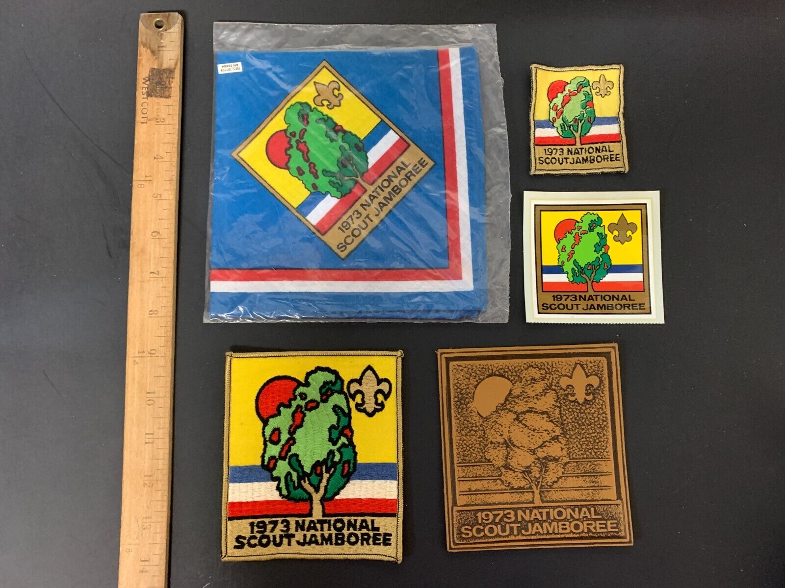 Vtg BSA 1973 National Scout Jamboree Lot Patches Neckerchief Sticker