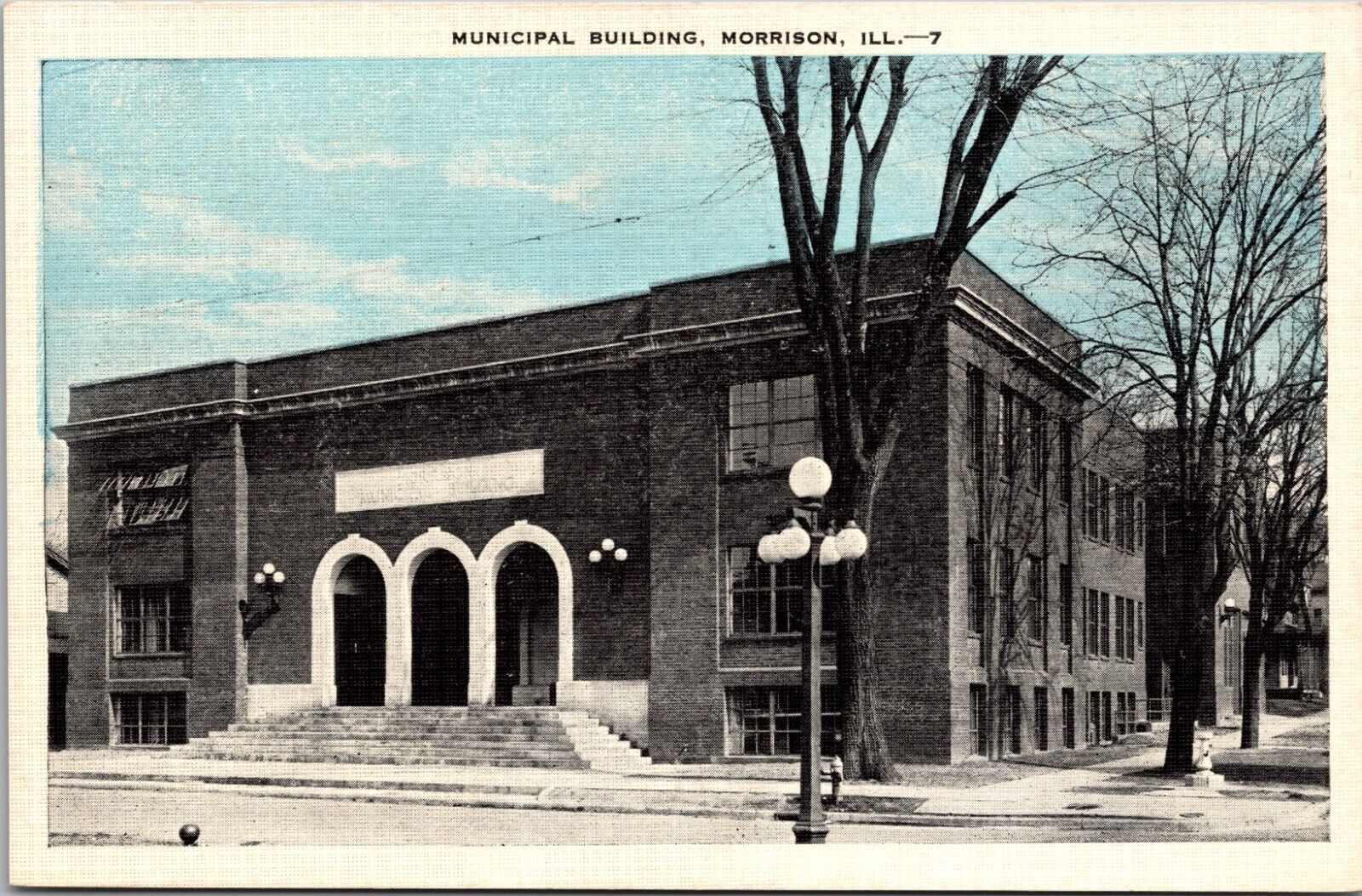Morrison Illinois -Postcard - Municipal Building