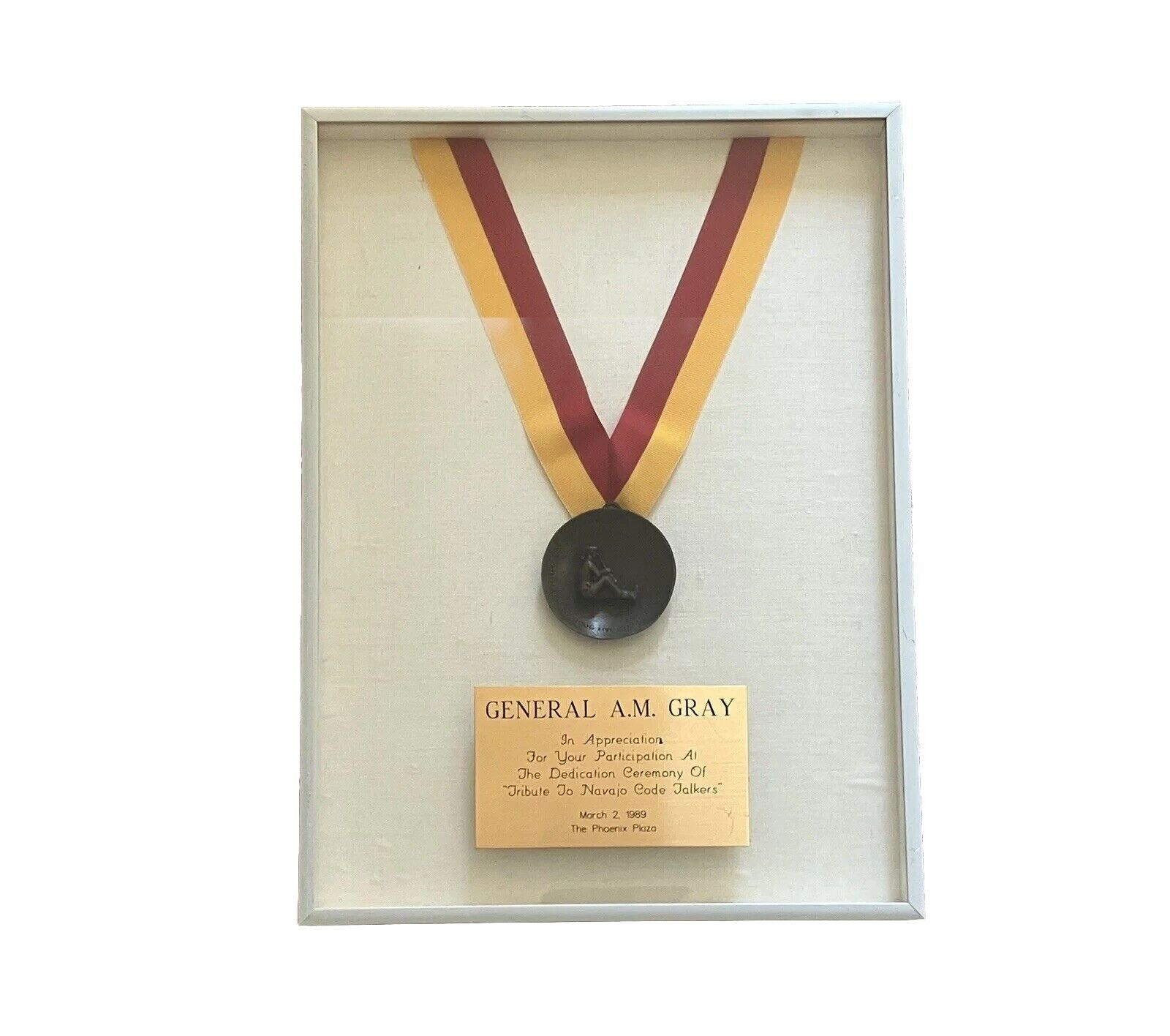 Doug Hyde Navajo Code Talkers Bronze Medal To General A.M. Gray, USMC, 1989