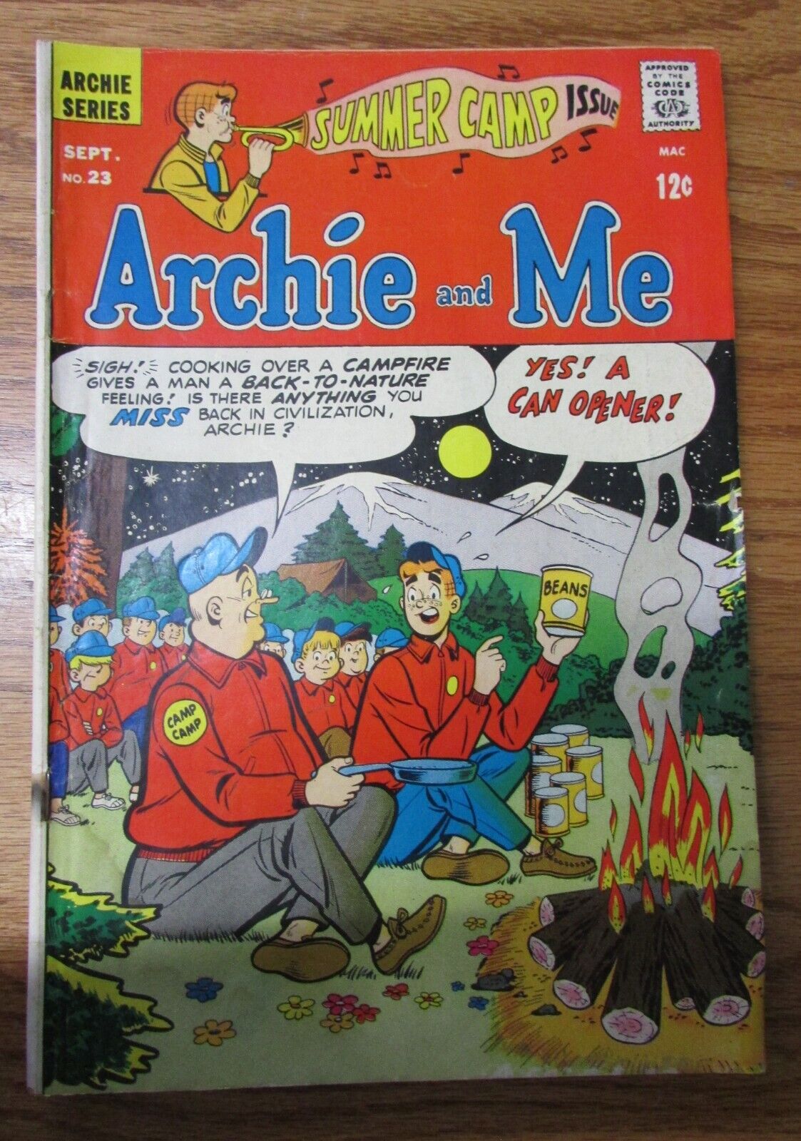 COMIC BOOK ARCHIE SERIES ARCHIE AND ME SUMMER CAMP ISSUE #23 SEPT 1968 12¢
