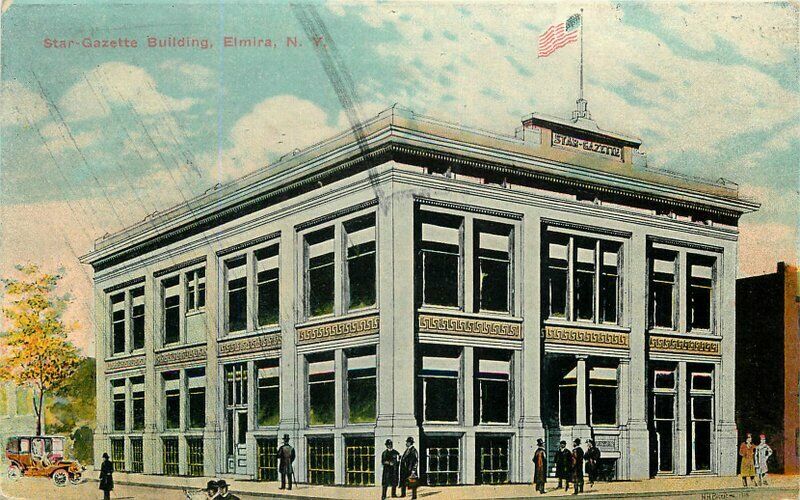 Automobiles Baker 1913 Star Gazette Building Elmira New York Postcard 21-3581
