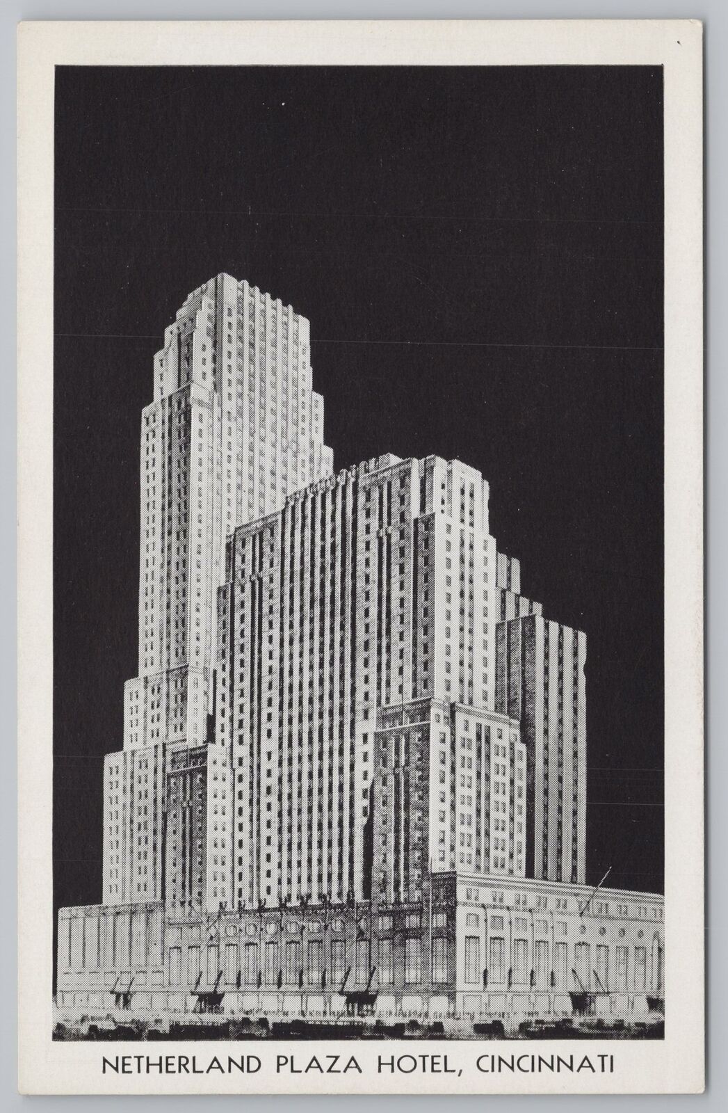 Hotel & Resort~Netherland Plaza Hotel Cincinnati Ohio B&W Card~Vintage Postcard
