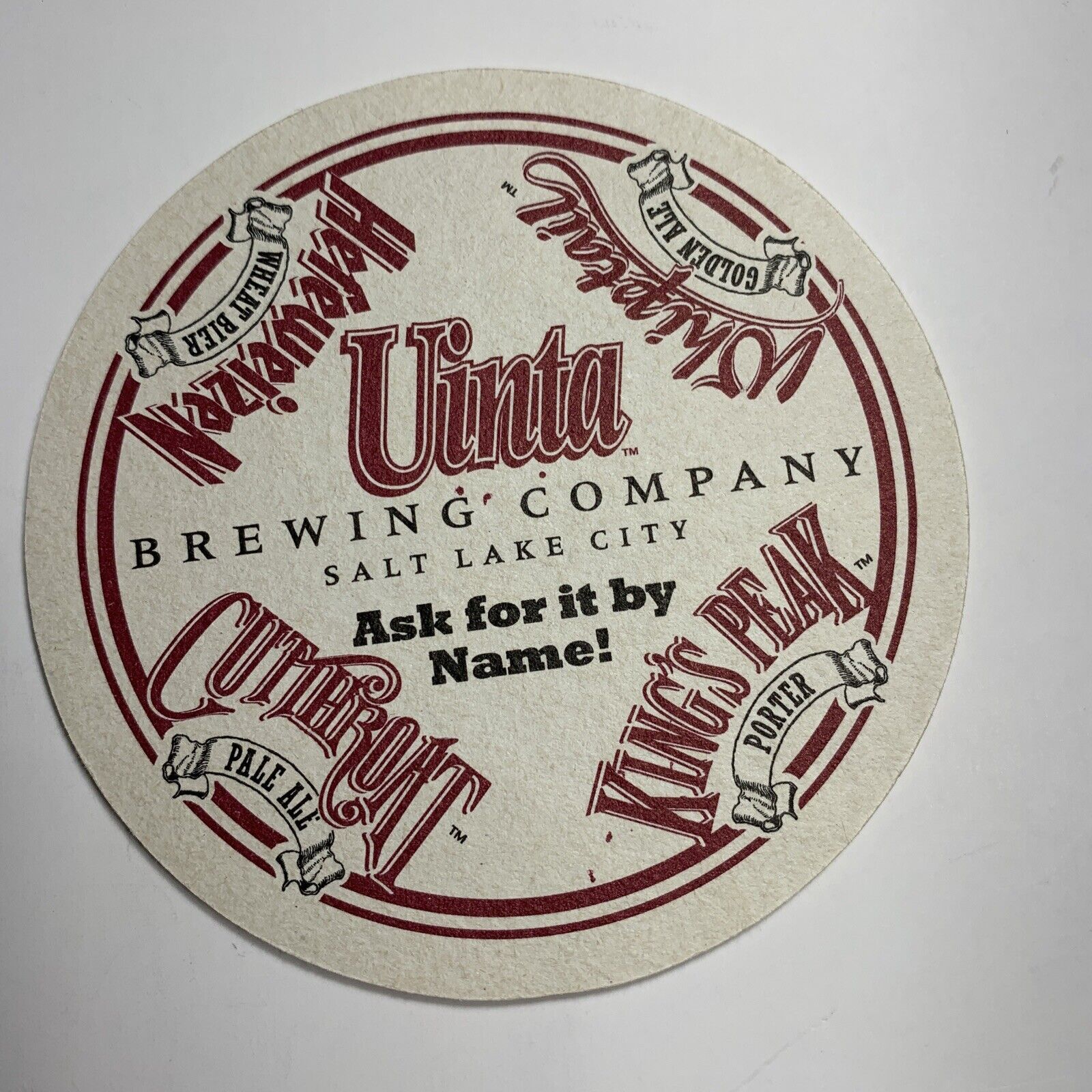 Uinta Brewing Craft Beer Coaster  Salt Lake City Utah