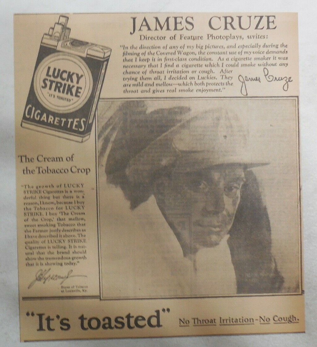 Lucky Strike Ad: Movie Director James Cruze from 1928 Size: 10  x 11 inches