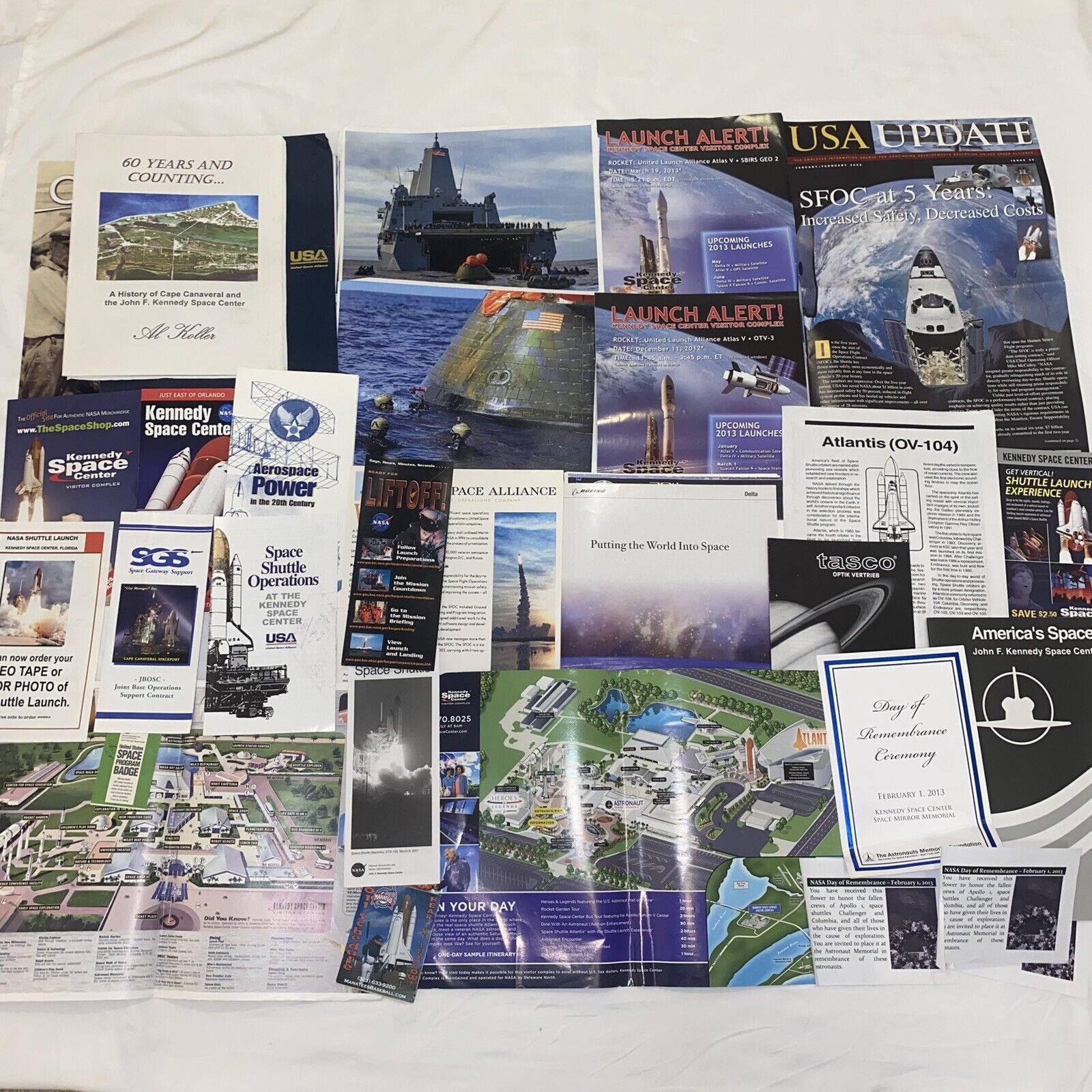 Vtg NASA Engineer Ephemera Lot Magazines Brochures Maps Memorial Mixed Lot Space