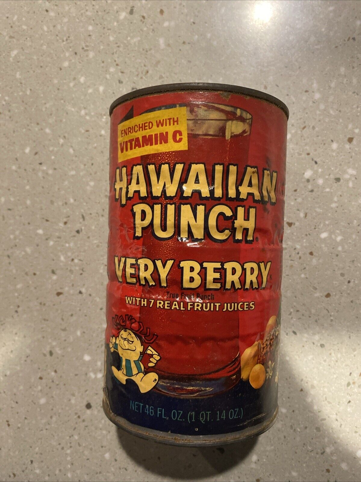 Vintage 1970s Hawaiian Punch Paper Label Very Berry Fruit Juice  Can 46oz Empty