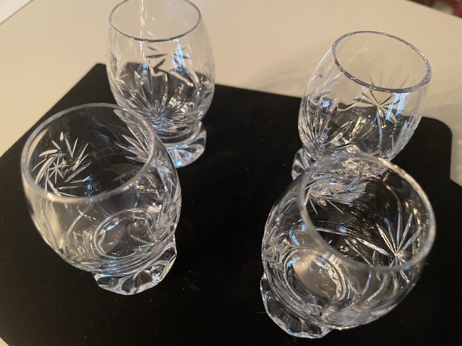 Elegant Cut Glass Cordial Glasses (4)