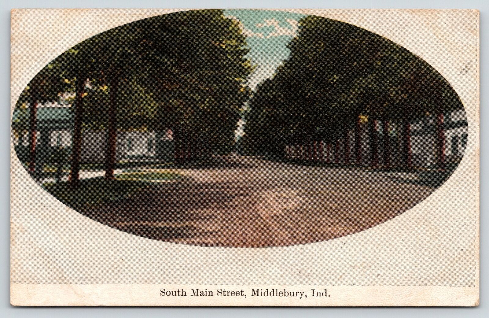 Middlebury Indiana~South Main Street~In Oval~Wide Dirt Road~Nice Homes~c1910