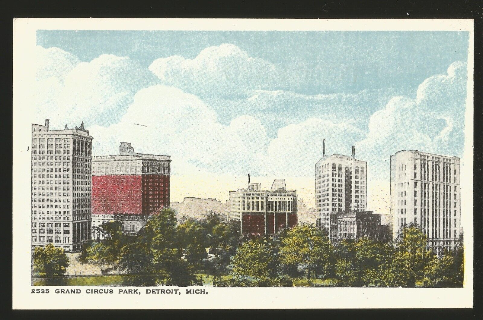 Postcard Detroit Michigan Grand Circus Park Statler Tuller Hotel Linen 