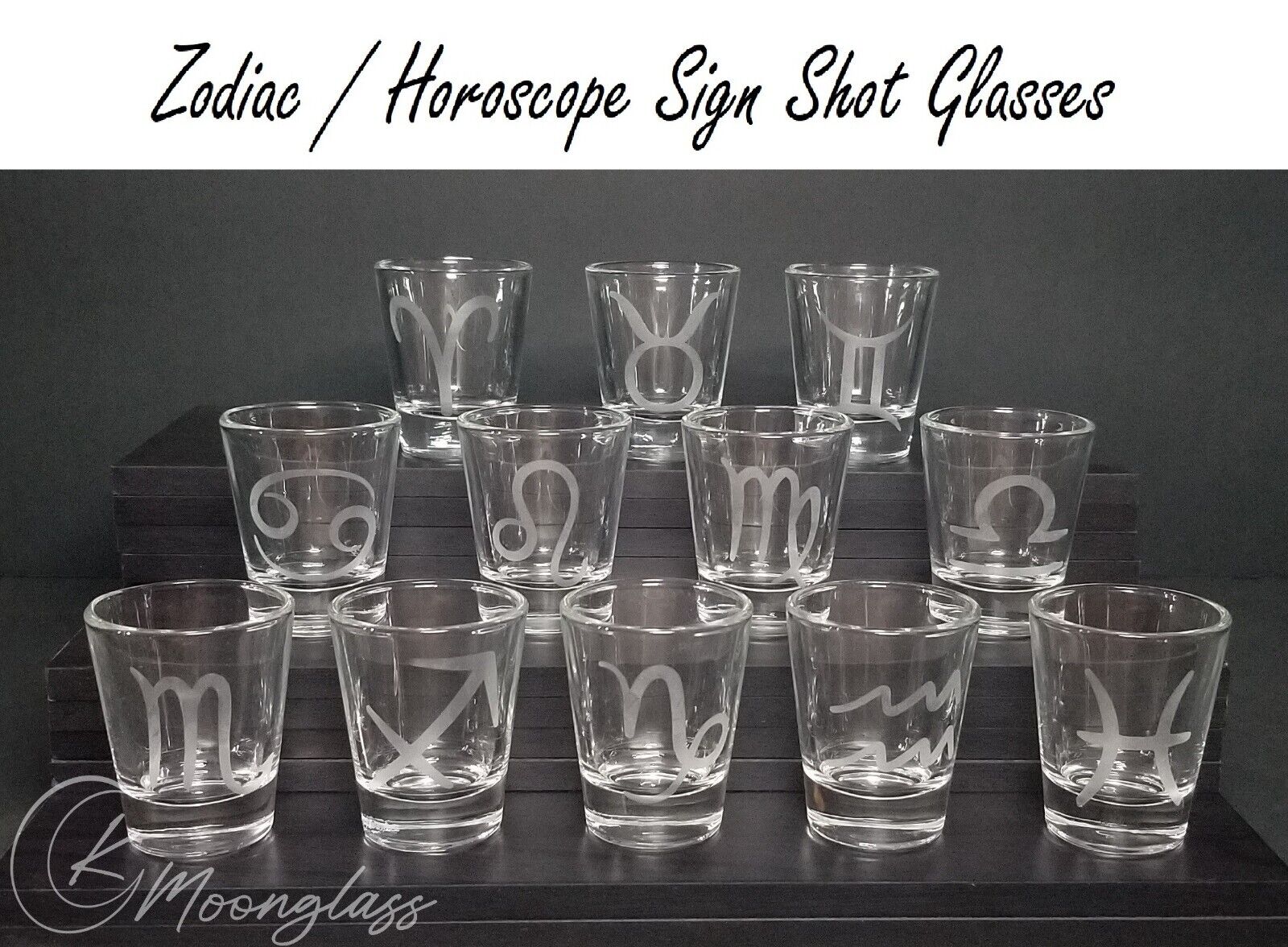 Zodiac Horoscope Sign Shot Glass 1.5oz  - Single Shot Glass - Stocking Stuffer