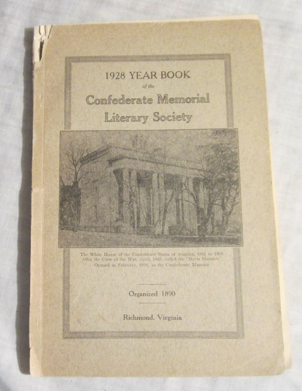CONFEDERATE MEMORIAL LITERARY SOCIETY -- 1928 Year Book, Richmond