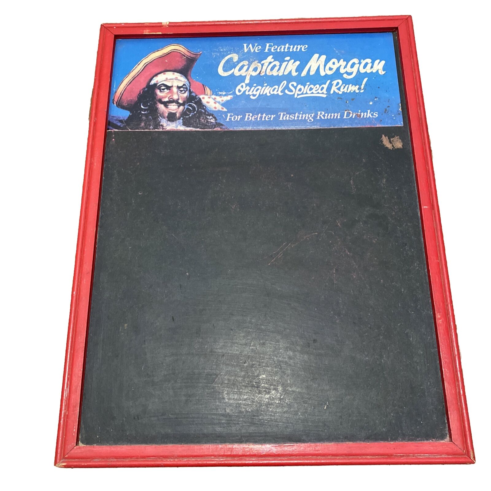 Vintage Captain Morgan Spiced Rum Sign Wooden Chalkboard Menuboard Bar Cave