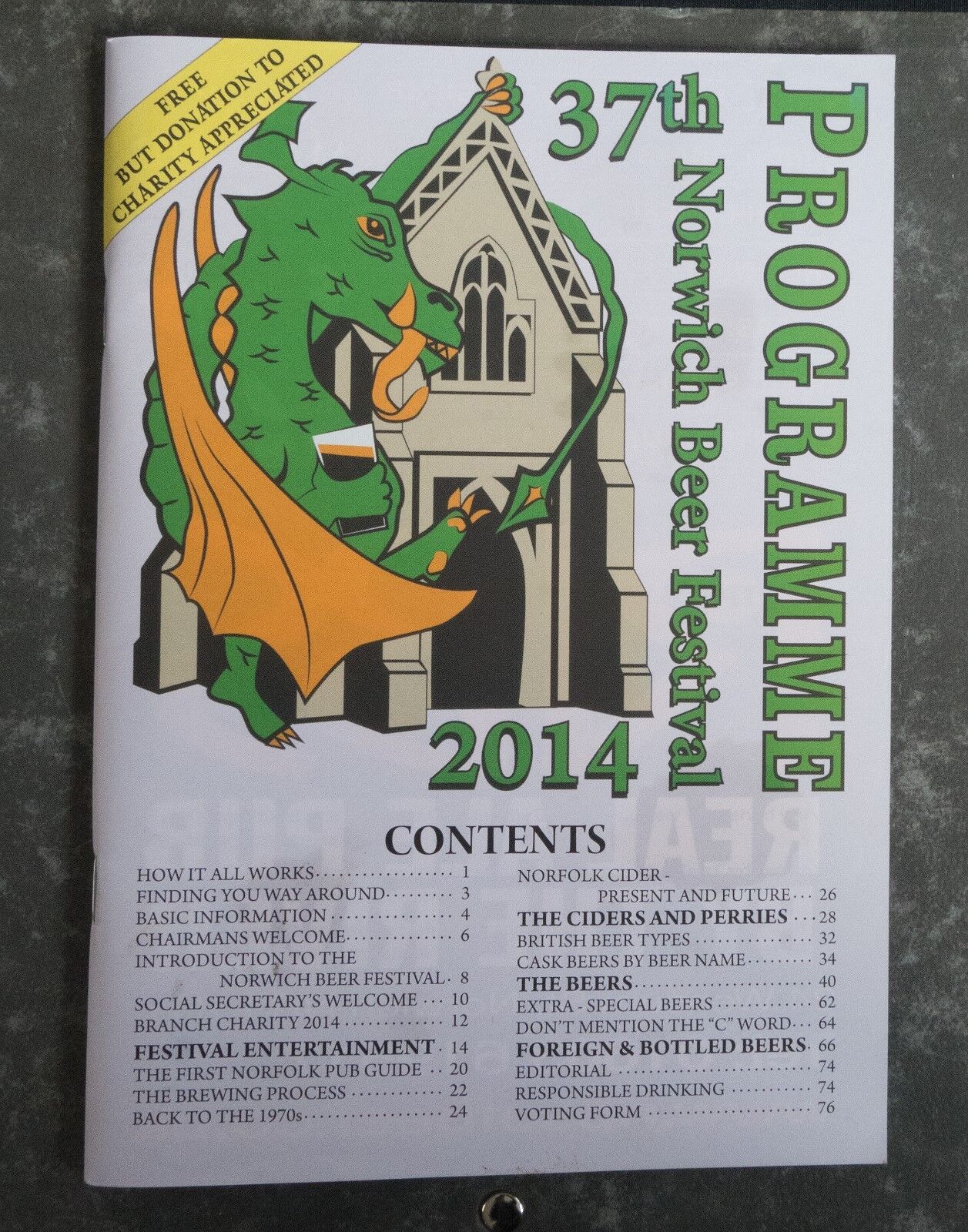THE 37TH NORWICH BEER FESTIVAL 2014 PROGRAMME - ST ANDREWS & BLACKFRIARS HALLS