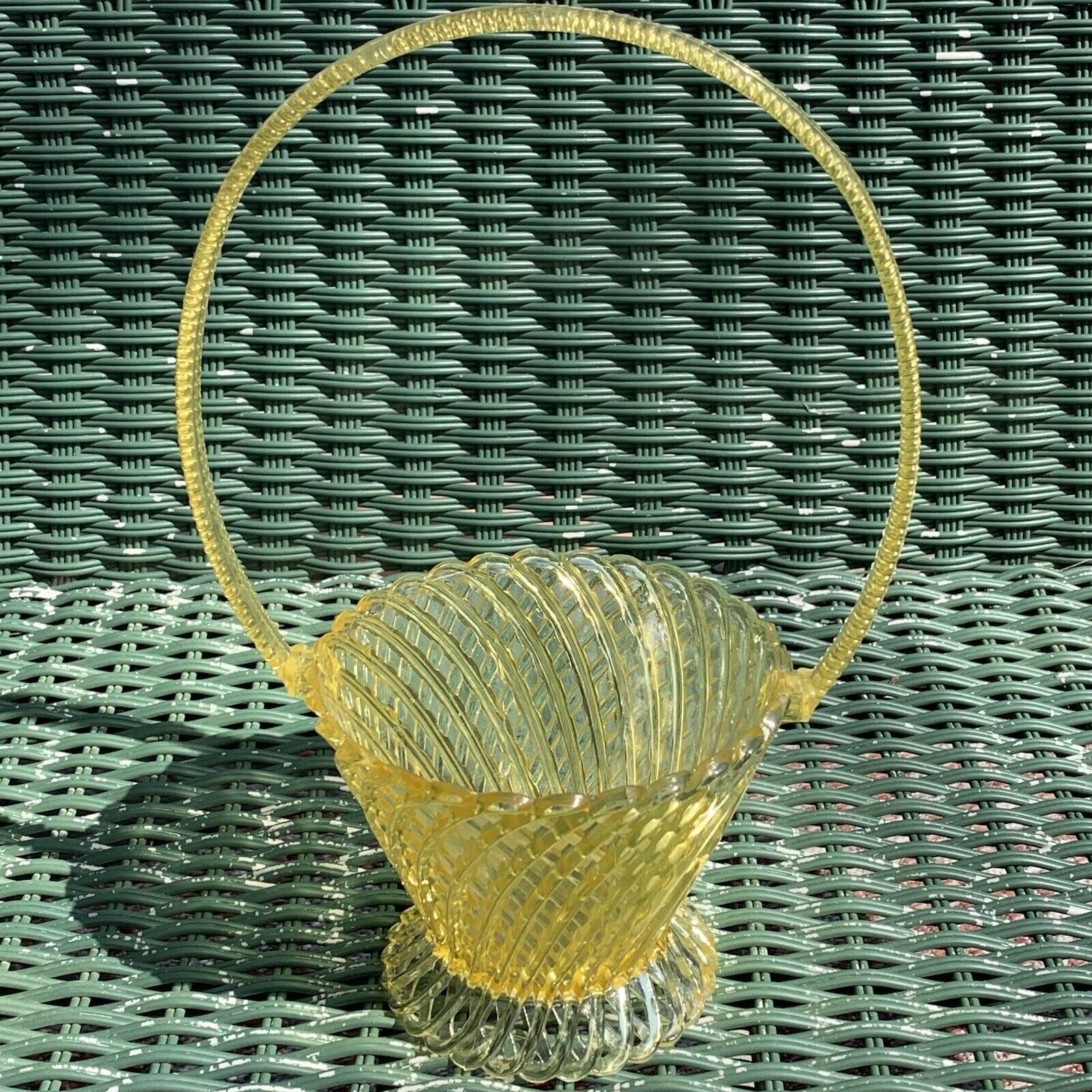 Vintage Regaline Plastic Easter Style Basket for Flower Arrangement Yellow