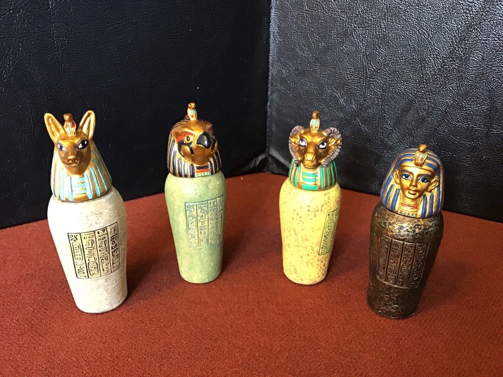 Egyptian Collection Of 4 Canopic Jars-  circa 2000 - signed Veronese - Replicas
