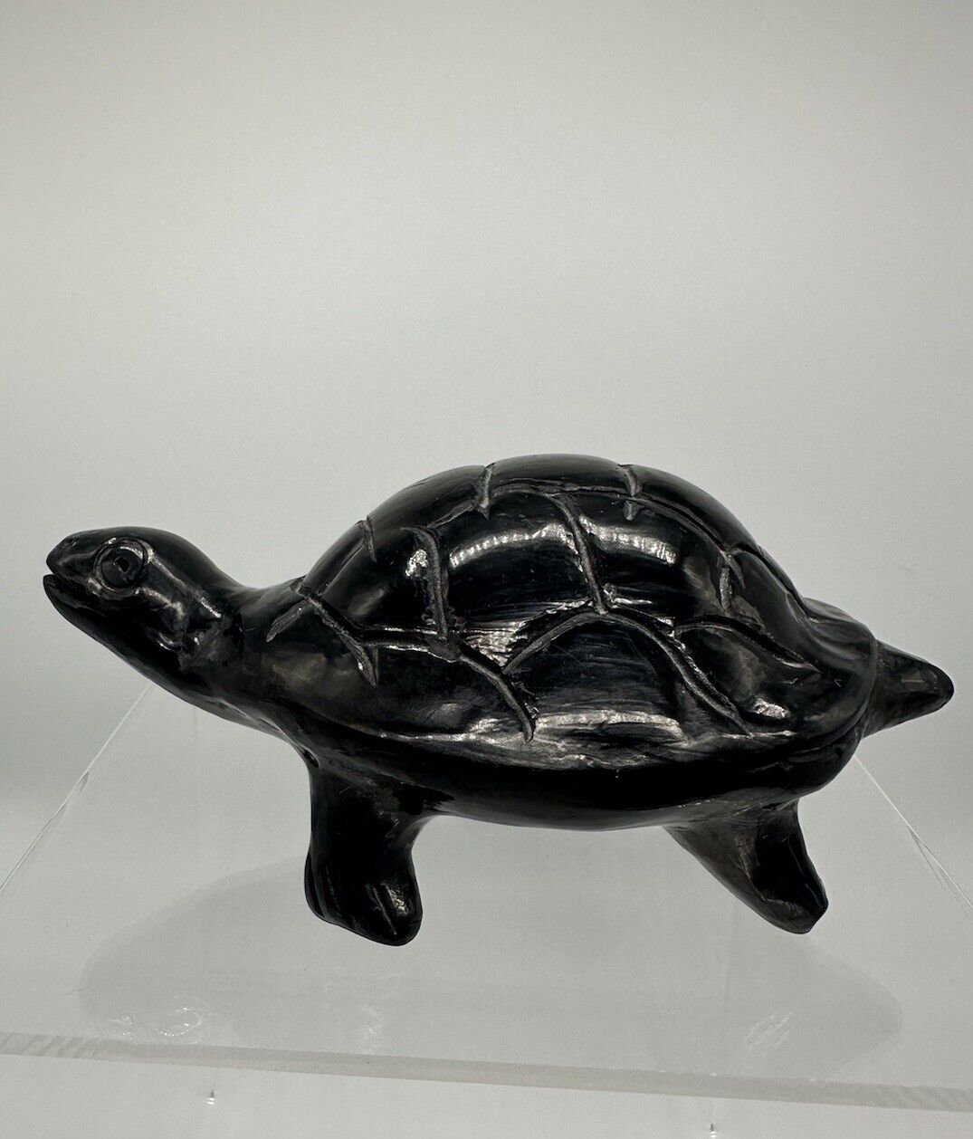 Dona Rosa Oaxaca Mexico Black Pottery Turtle Signed Vintage Sculpture coyotepec