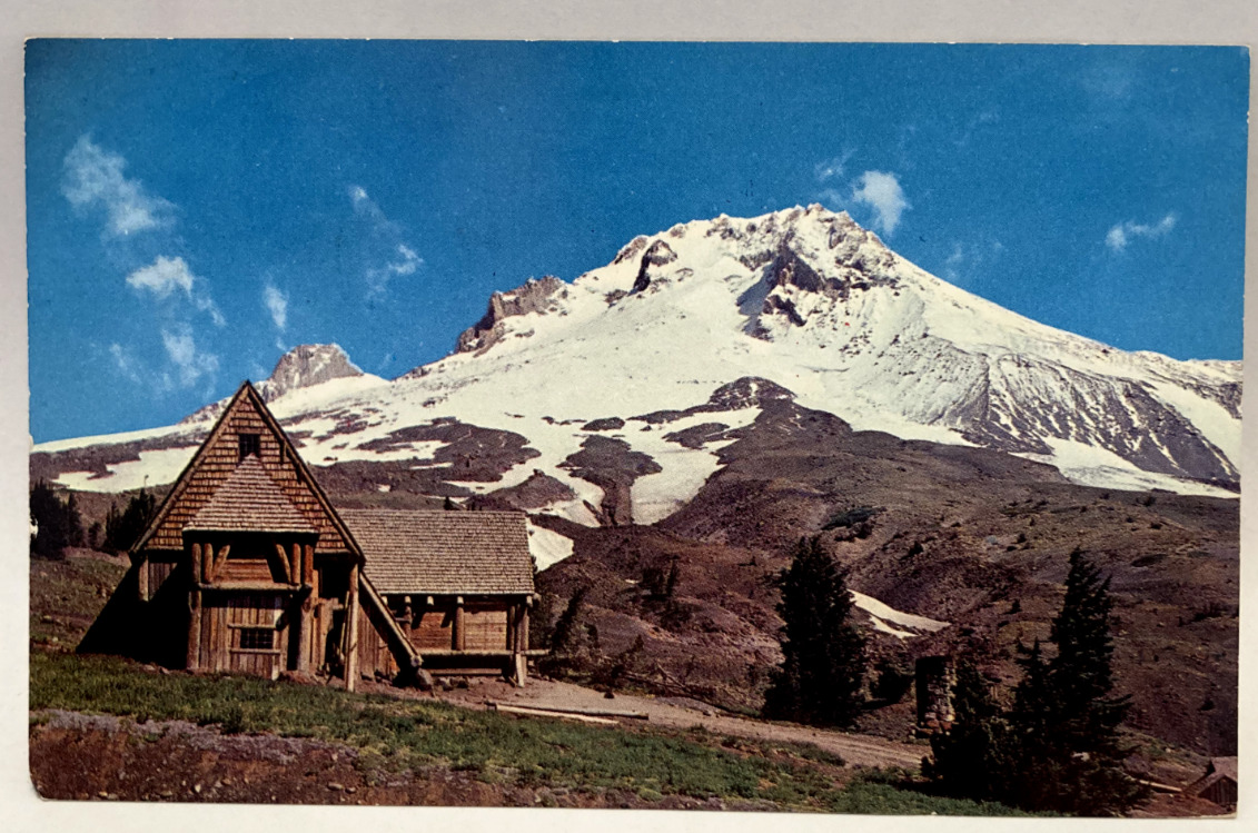 1955 Mount Hood as seen from Timberline Lodge Area, Oregon OR Vintage Postcard