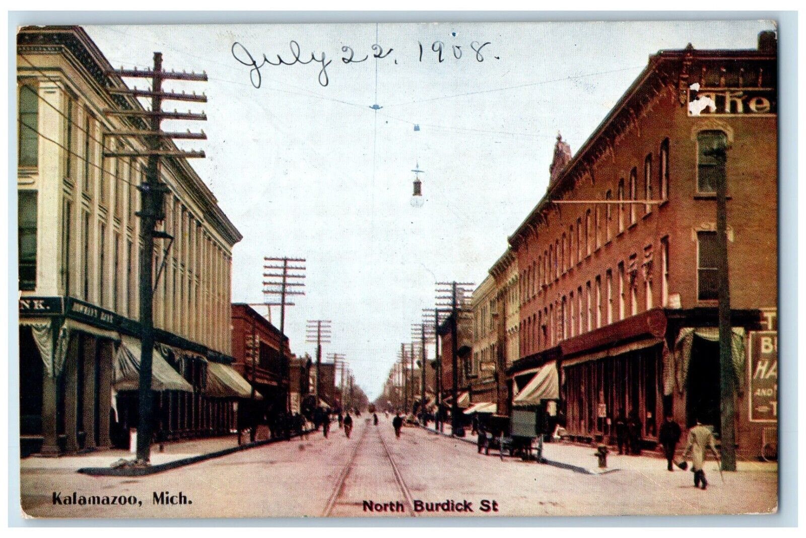1908 Railroad North Burdick Street Kalamazoo Michigan MI Plainwell MI Postcard