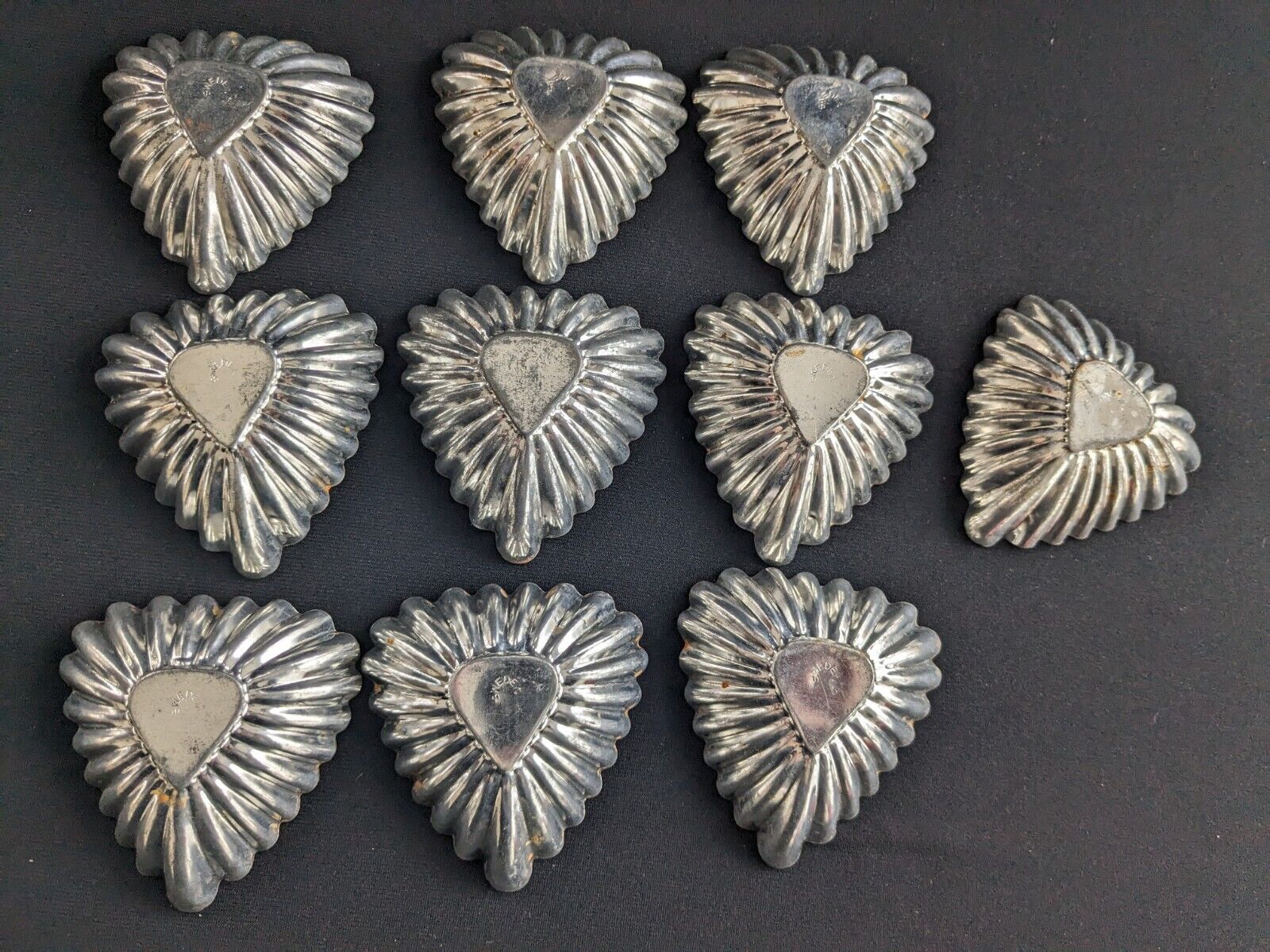 Vintage  Heart Shaped Tart/ Butter Molds (Set Of 10) Made In Sweden