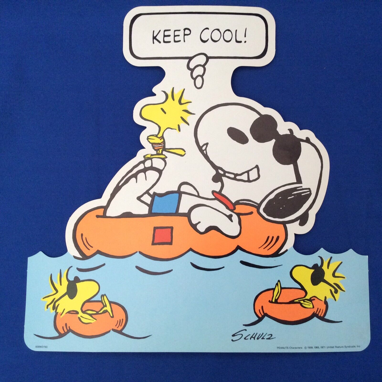 Snoopy Keep Cool Card Peanuts Schulz Snoopy Woodstock Swimming Vintage 1971 New
