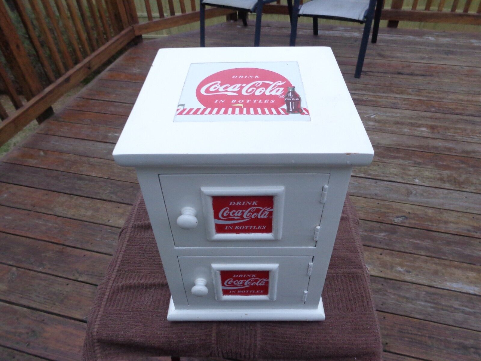 Vintage Authorized Coca Cola Box Wooden Cabinet With Shelves, Box