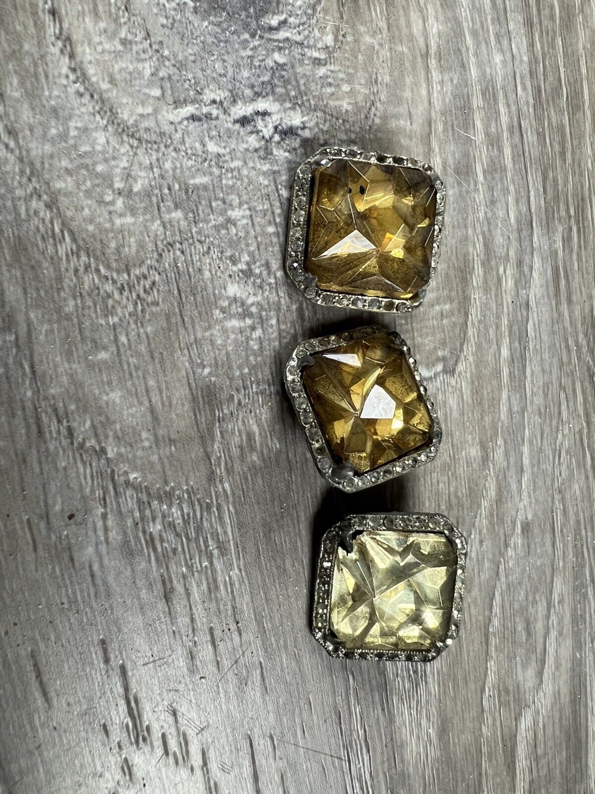 irving silverman ny new york vintage buttons yellow rhinestones 3 Charm Jewel 9