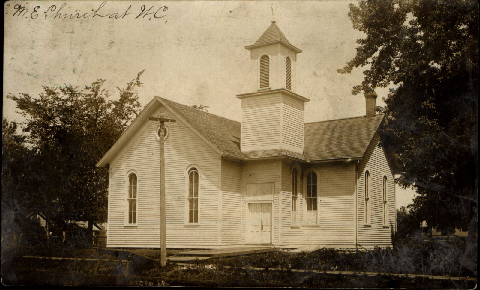 RPPC real photo 1907~ West Chester or Keota Iowa IA ~ Methodist Episcopal Church